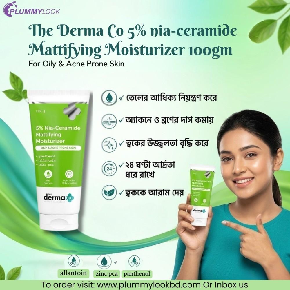 The Derma Co 5% Nia-Ceramide Mattifying Moisturizer for Oily & Acne Prone Skin  100g